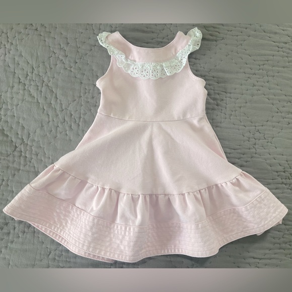 Janie and Jack Eyelet Ponte Ruffle Light Pink White Dress Size 3T Cotton Blend - Picture 1 of 10
